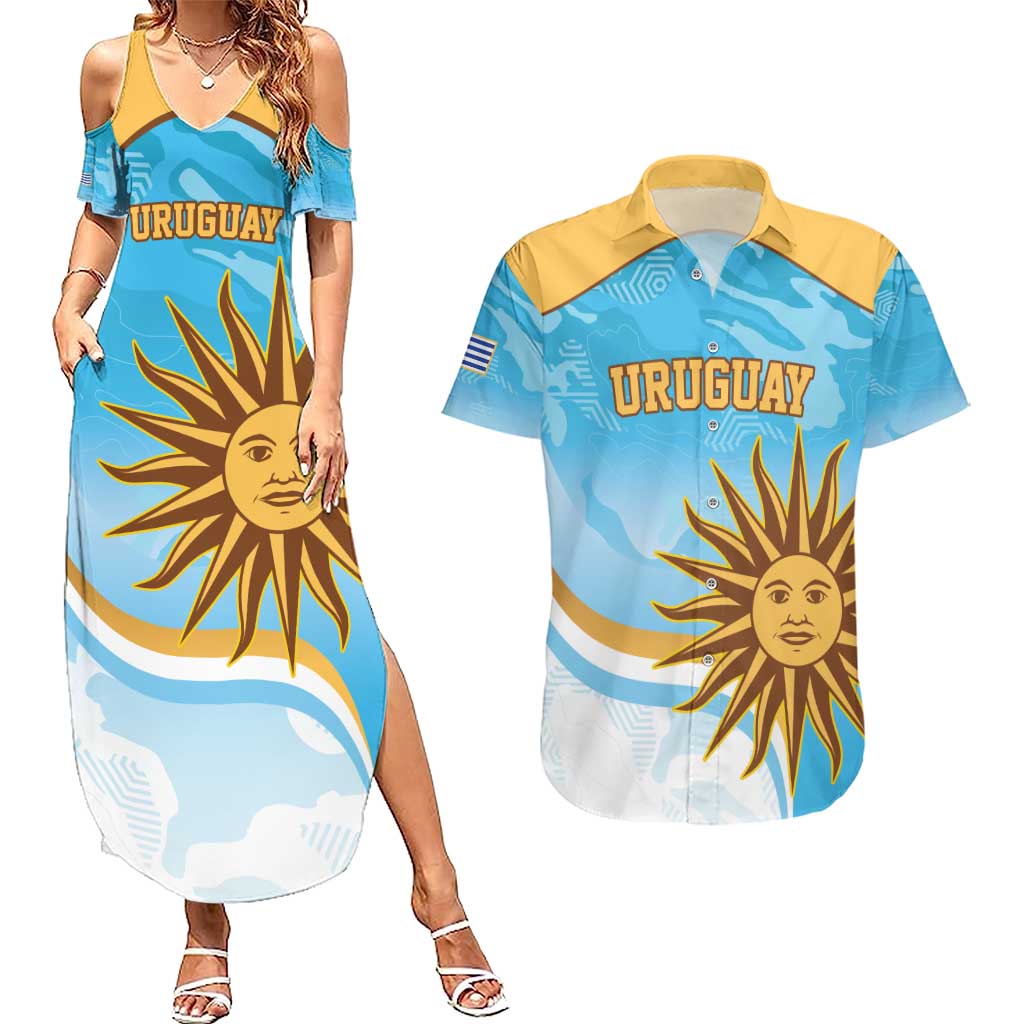 Custom Uruguay Rugby Couples Matching Summer Maxi Dress and Hawaiian Shirt Go Teros Summer Paris 2024 LT9 - Wonder Print Shop