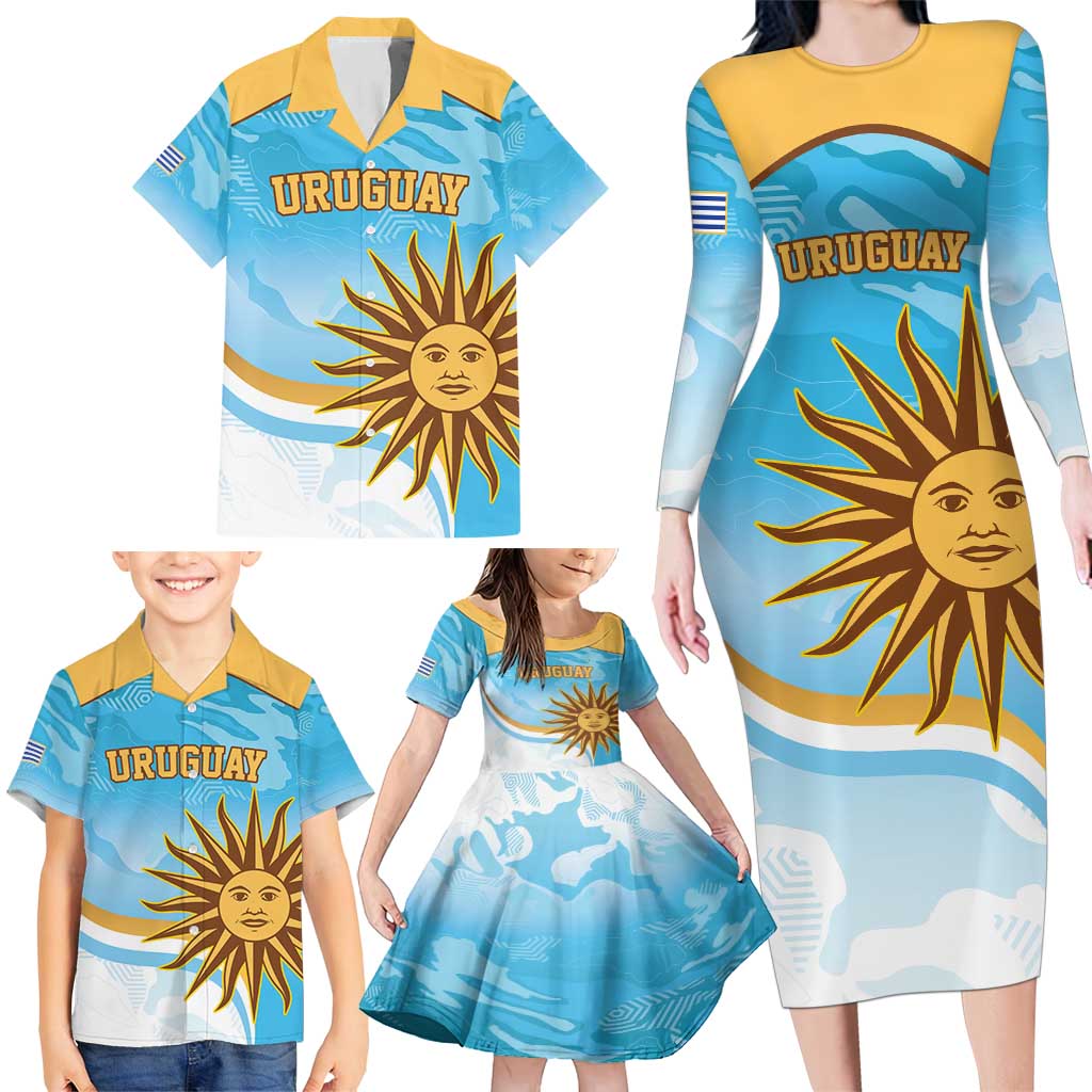 Custom Uruguay Rugby Family Matching Long Sleeve Bodycon Dress and Hawaiian Shirt Go Teros Summer Paris 2024 LT9 - Wonder Print Shop