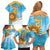 Custom Uruguay Rugby Family Matching Off Shoulder Short Dress and Hawaiian Shirt Go Teros Summer Paris 2024 LT9 - Wonder Print Shop