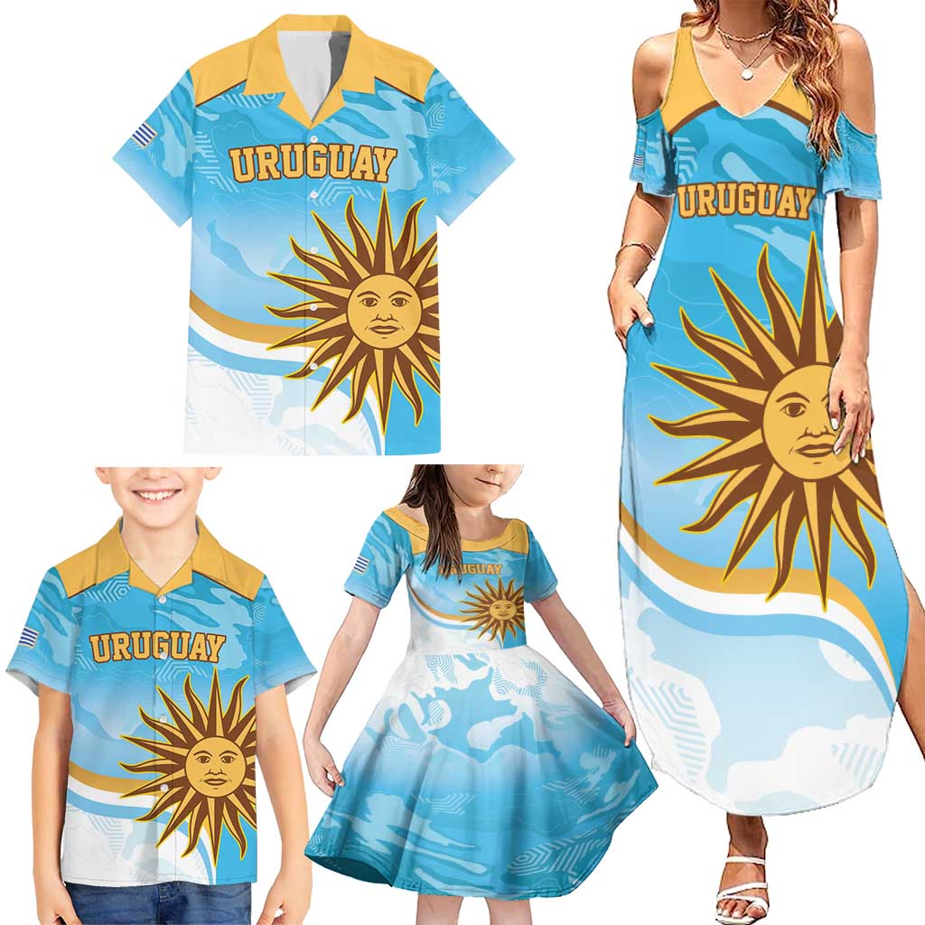 Custom Uruguay Rugby Family Matching Summer Maxi Dress and Hawaiian Shirt Go Teros Summer Paris 2024 - Wonder Print Shop