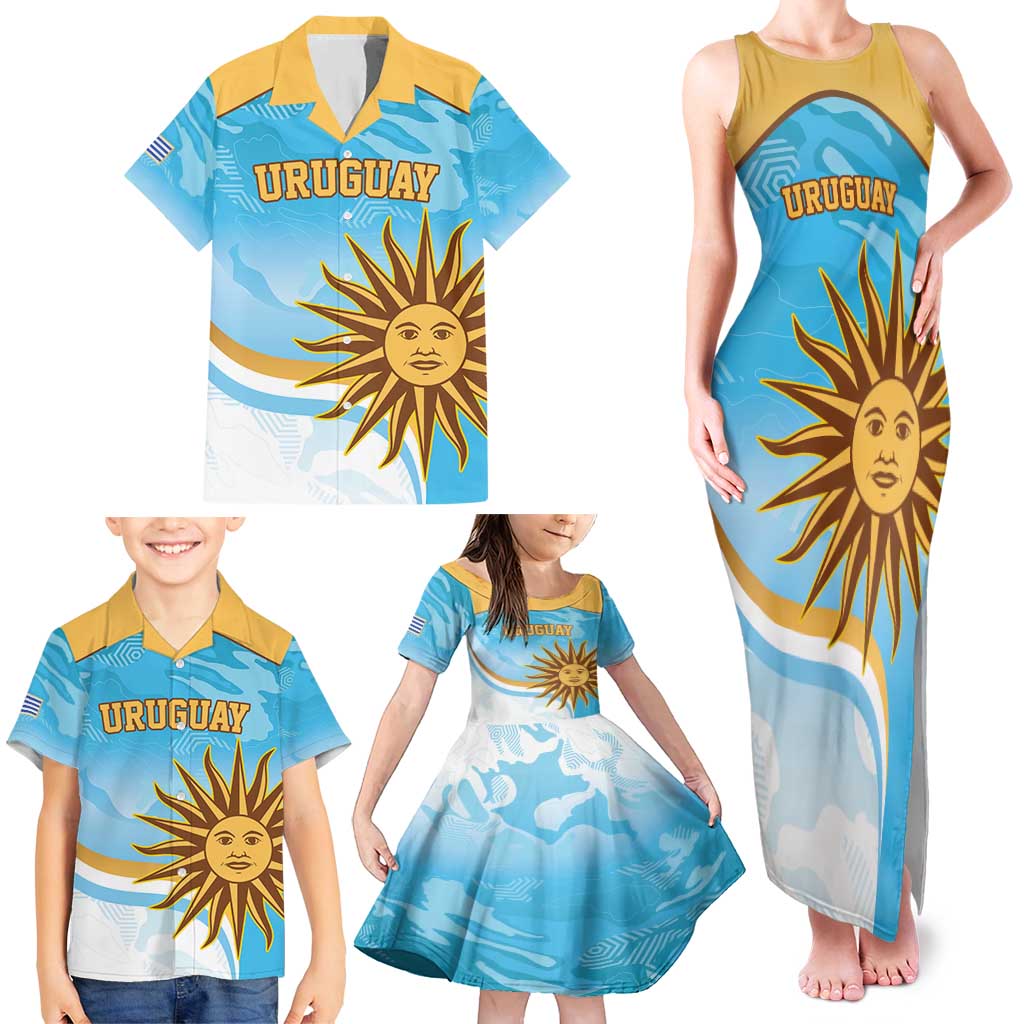 Custom Uruguay Rugby Family Matching Tank Maxi Dress and Hawaiian Shirt Go Teros Summer Paris 2024 - Wonder Print Shop