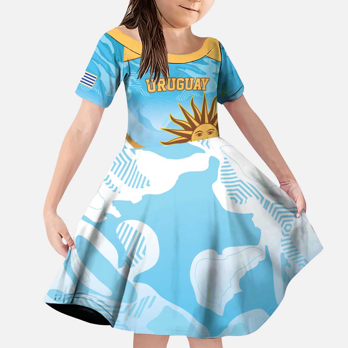 Custom Uruguay Rugby Kid Short Sleeve Dress Go Teros Summer Paris 2024 - Wonder Print Shop