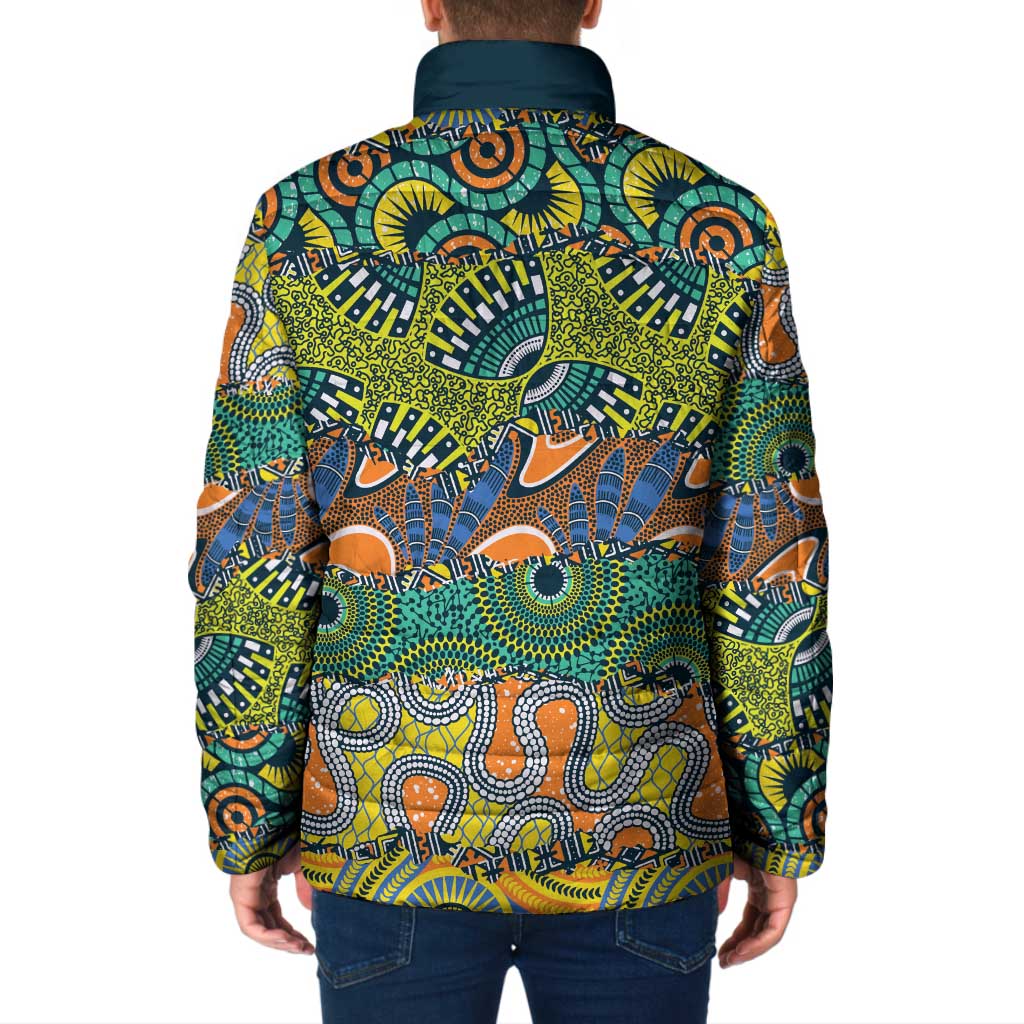 Africa Tribal Mixed Pattern Padded Jacket - Wonder Print Shop