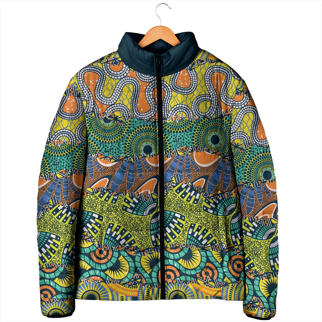 Africa Tribal Mixed Pattern Padded Jacket - Wonder Print Shop