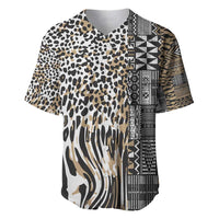 Africa Tribal Pattern Mixed Leopard Skin Baseball Jersey - Wonder Print Shop