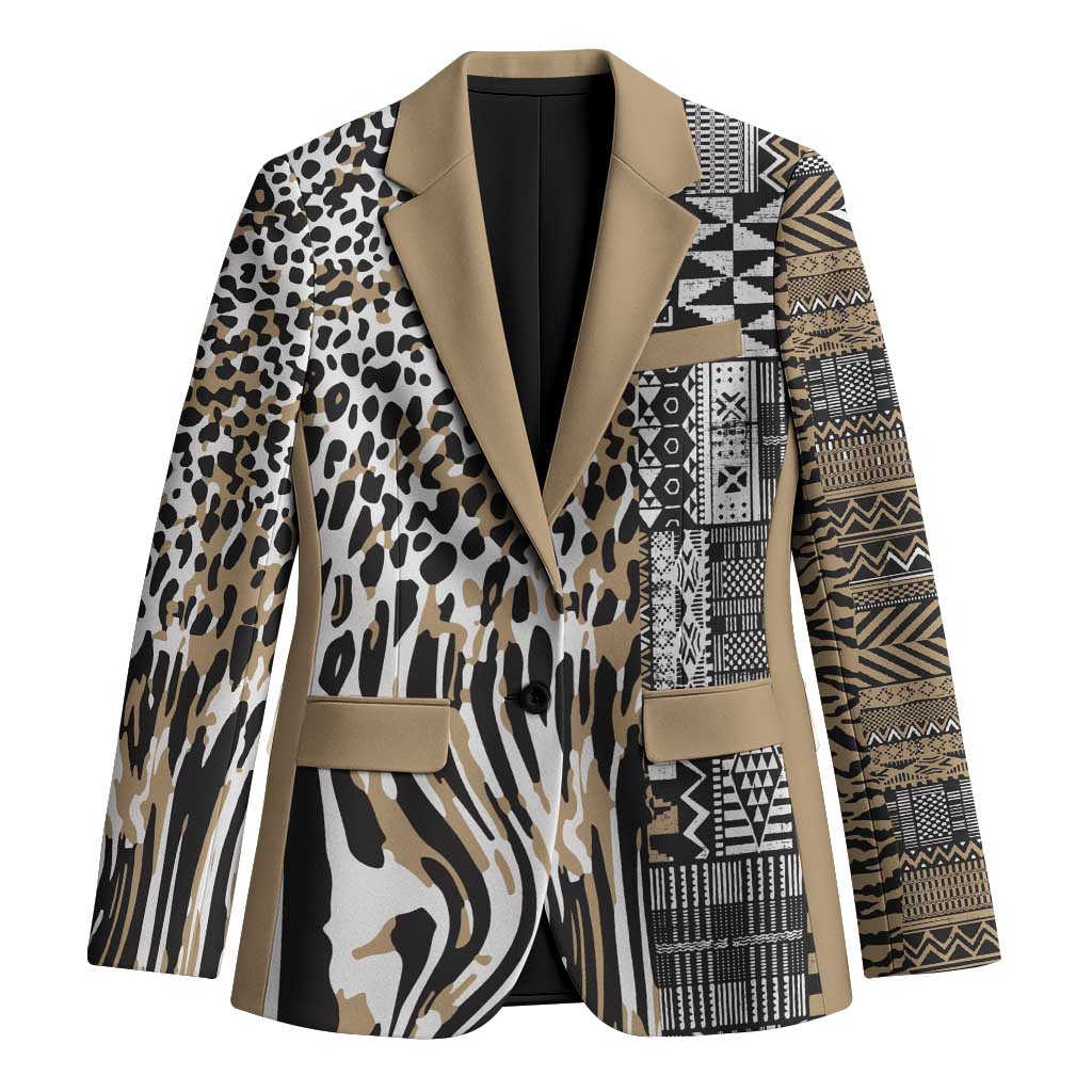 Africa Tribal Pattern Mixed Leopard Skin Blazer - Wonder Print Shop