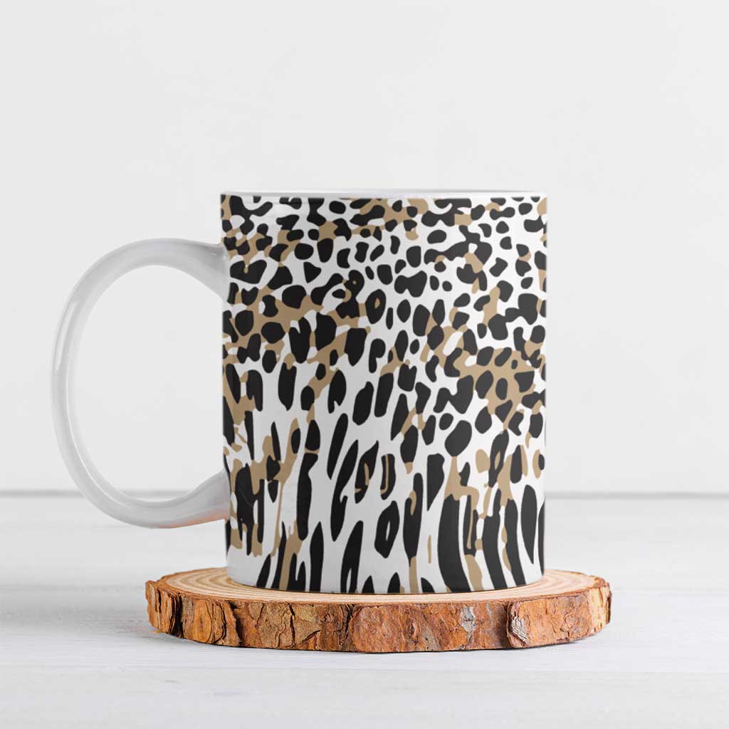 Africa Tribal Pattern Mixed Leopard Skin Ceramic Mug - Wonder Print Shop