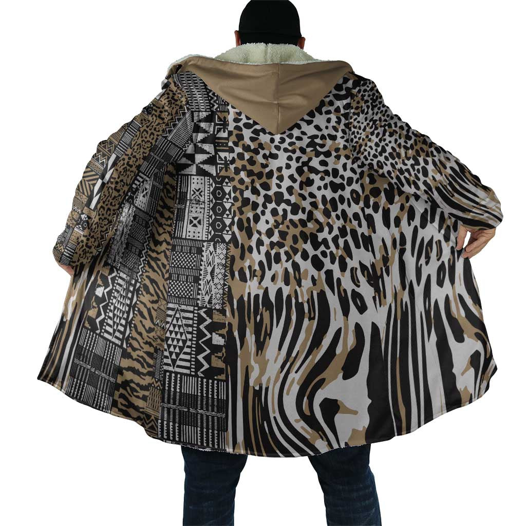 Africa Tribal Pattern Mixed Leopard Skin Cloak - Wonder Print Shop