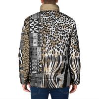 Africa Tribal Pattern Mixed Leopard Skin Padded Jacket - Wonder Print Shop