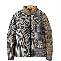 Africa Tribal Pattern Mixed Leopard Skin Padded Jacket - Wonder Print Shop
