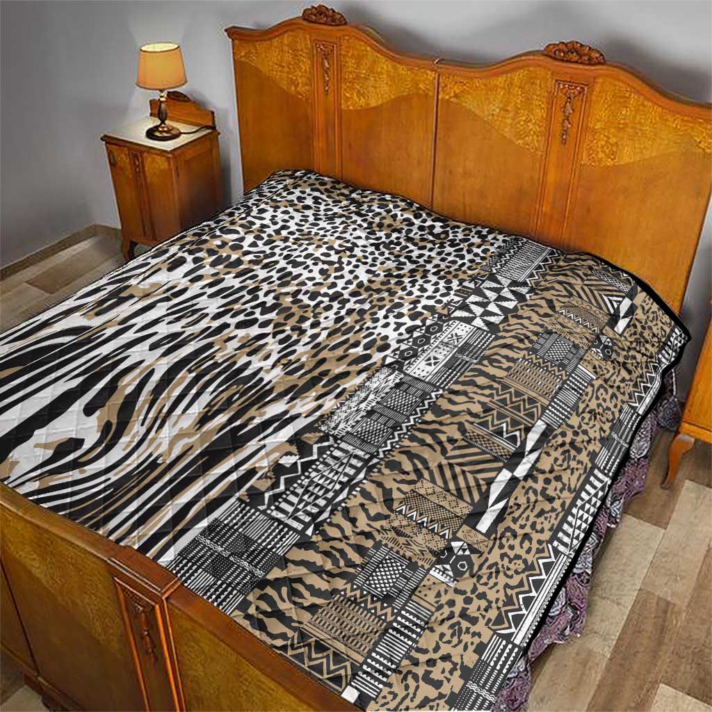 Africa Tribal Pattern Mixed Leopard Skin Quilt - Wonder Print Shop