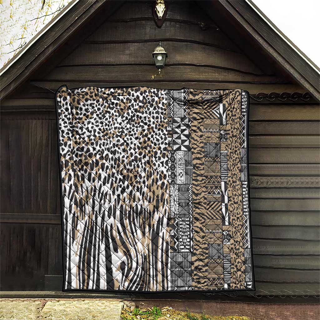 Africa Tribal Pattern Mixed Leopard Skin Quilt - Wonder Print Shop