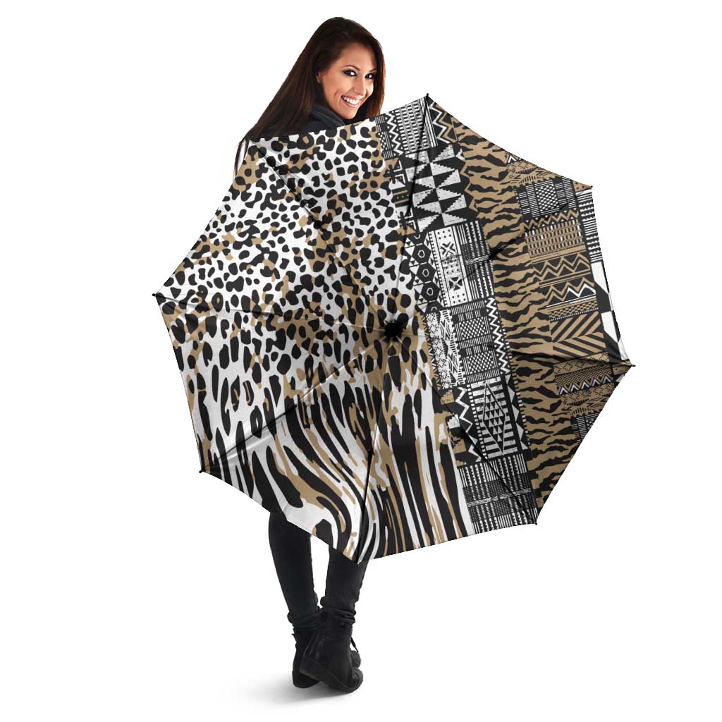 Africa Tribal Pattern Mixed Leopard Skin Umbrella - Wonder Print Shop