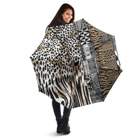 Africa Tribal Pattern Mixed Leopard Skin Umbrella - Wonder Print Shop