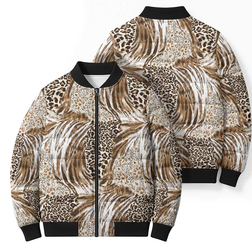 Wild Animal Skins Bomber Puffer Jacket Leopard Pattern - Wonder Print Shop