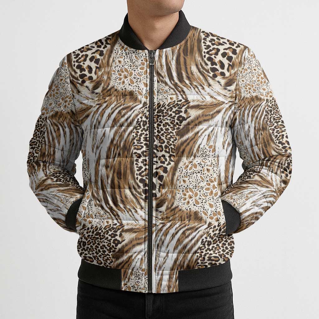 Wild Animal Skins Bomber Puffer Jacket Leopard Pattern - Wonder Print Shop