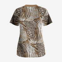 African Wild Animal Skins Scrub Top Leopard Pattern