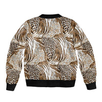 Wild Animal Skins Sleeve Zip Bomber Jacket Leopard Pattern - Wonder Print Shop