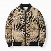 Wild Animal Skins Bomber Puffer Jacket Zebra Tiger Leopard Mix Skin - Wonder Print Shop
