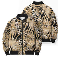 Wild Animal Skins Bomber Puffer Jacket Zebra Tiger Leopard Mix Skin - Wonder Print Shop