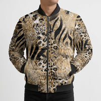 Wild Animal Skins Bomber Puffer Jacket Zebra Tiger Leopard Mix Skin - Wonder Print Shop