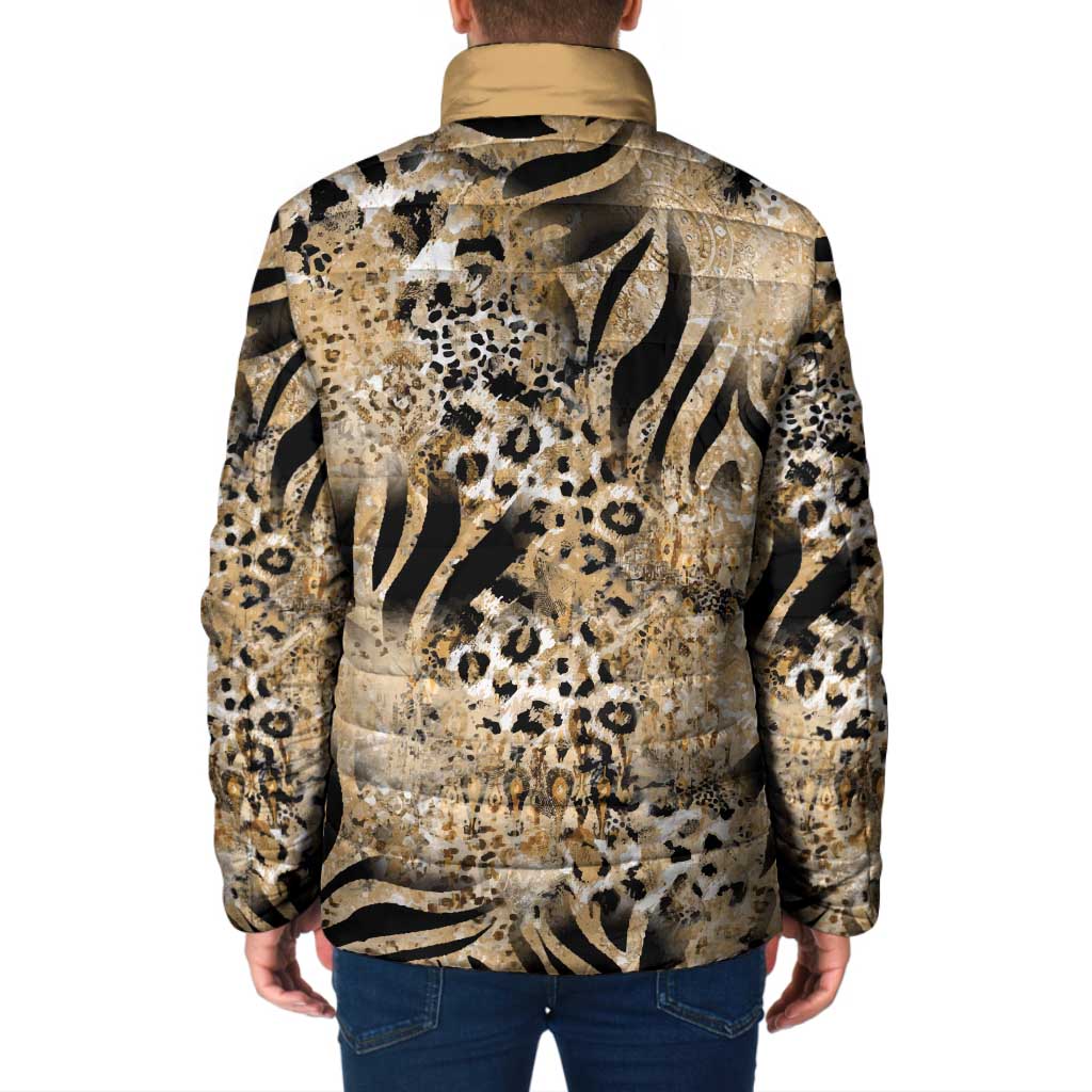 Wild Animal Skins Padded Jacket Zebra Tiger Leopard Mix Skin - Wonder Print Shop