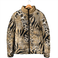 Wild Animal Skins Padded Jacket Zebra Tiger Leopard Mix Skin - Wonder Print Shop