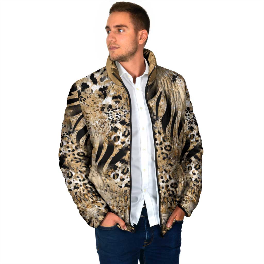 Wild Animal Skins Padded Jacket Zebra Tiger Leopard Mix Skin - Wonder Print Shop