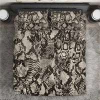 Snake-skin printed bedding set cover with two matching pillowcases, black and cream mix