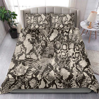 Snake-skin bedding set with two pillowcases, black and cream pattern on duvet cover