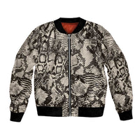 Snake-crocodile print bomber jacket with front zipper, ribbed cuffs and hem