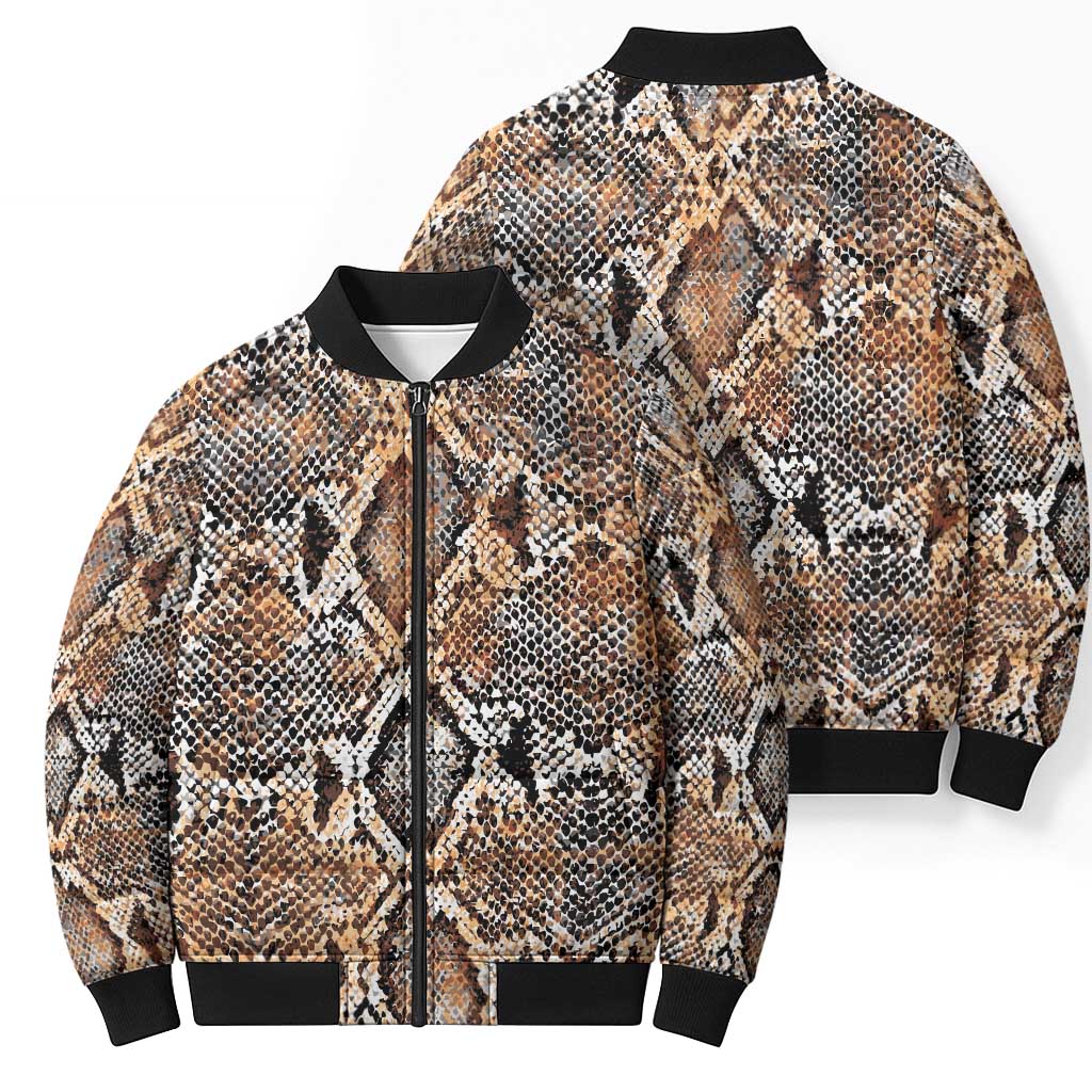 Wild Animal Skins Bomber Puffer Jacket Vintage Snake Skin Pattern - Wonder Print Shop