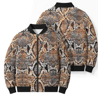 Wild Animal Skins Bomber Puffer Jacket Vintage Snake Skin Pattern - Wonder Print Shop