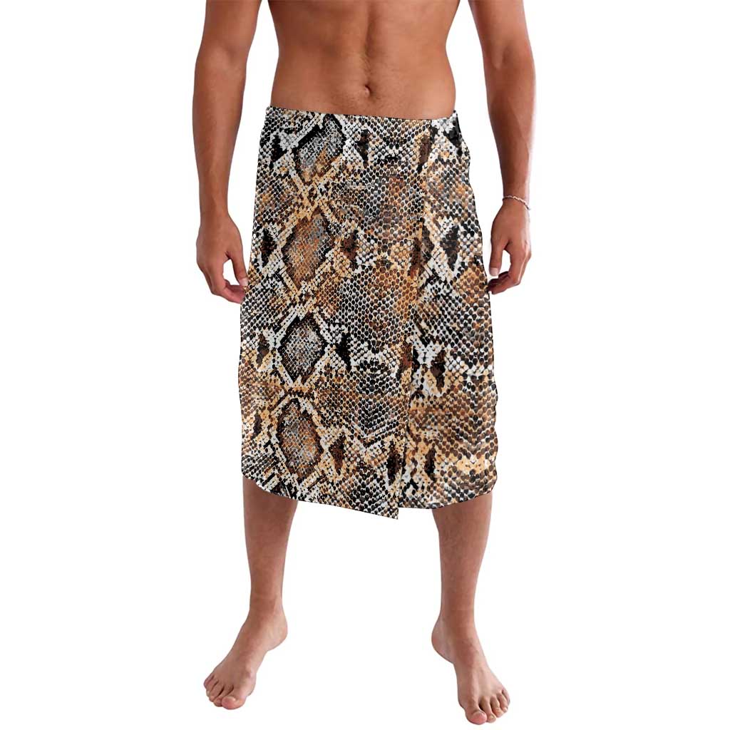 Beige and black snake-print sarong skirt, mid-thigh wrap with elastic waistband
