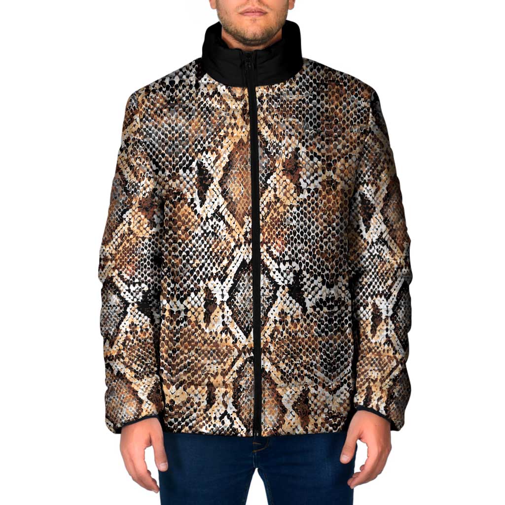 Wild Animal Skins Padded Jacket Vintage Snake Skin Pattern - Wonder Print Shop