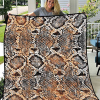 Beige snake-skin patterned quilt with black and white diamond scales, large throw
