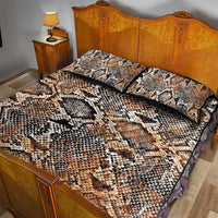 Snake-skin pattern quilt bed set with two pillows, quilt and pillowcases in beige and gray