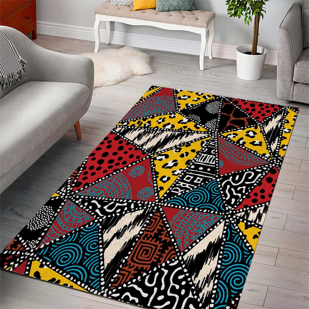Wild Animal Skins Area Rug Triangles Pattern Afro Pattern Style - Wonder Print Shop