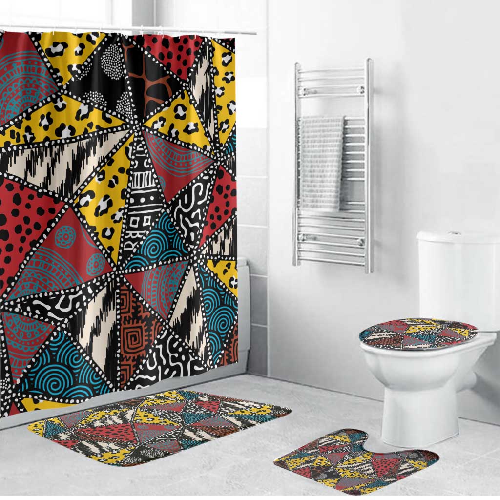 Wild Animal Skins Bathroom Set Triangles Pattern Afro Pattern Style - Wonder Print Shop