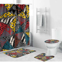 Wild Animal Skins Bathroom Set Triangles Pattern Afro Pattern Style - Wonder Print Shop
