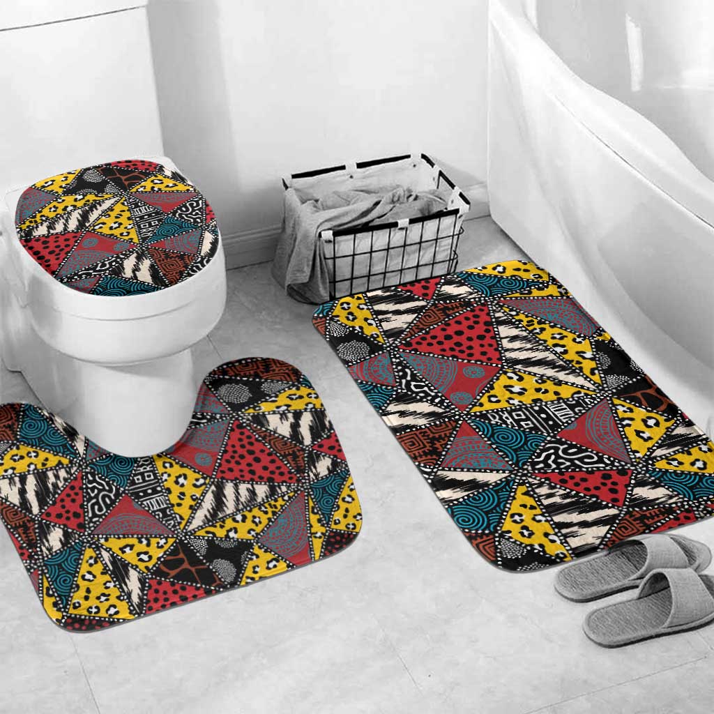 Wild Animal Skins Bathroom Set Triangles Pattern Afro Pattern Style - Wonder Print Shop
