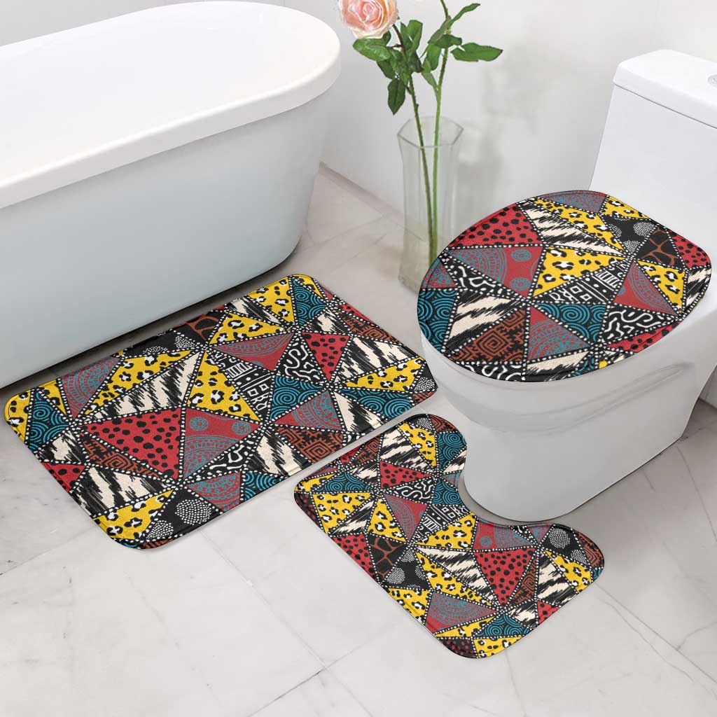 Wild Animal Skins Bathroom Set Triangles Pattern Afro Pattern Style - Wonder Print Shop
