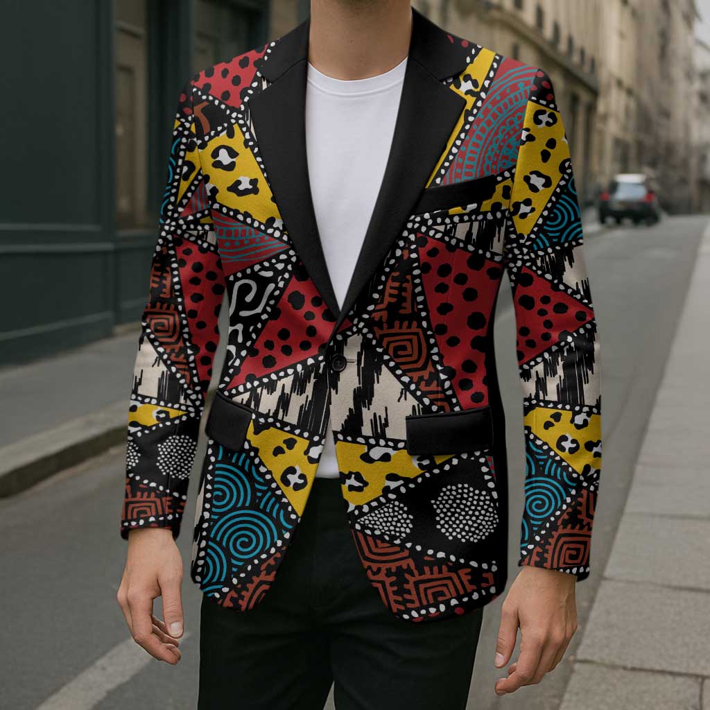 Wild Animal Skins Blazer Triangles Pattern Afro Pattern Style - Wonder Print Shop
