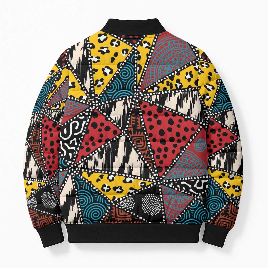 Wild Animal Skins Bomber Puffer Jacket Triangles Pattern Afro Pattern Style - Wonder Print Shop