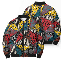 Wild Animal Skins Bomber Puffer Jacket Triangles Pattern Afro Pattern Style - Wonder Print Shop