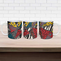 Wild Animal Skins Ceramic Mug Triangles Pattern Afro Pattern Style - Wonder Print Shop