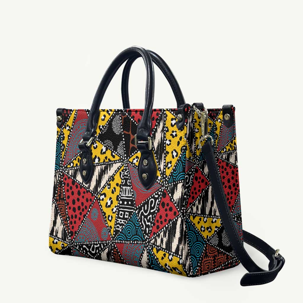 Wild Animal Skins Leather Bag Triangles Pattern Afro Pattern Style - Wonder Print Shop