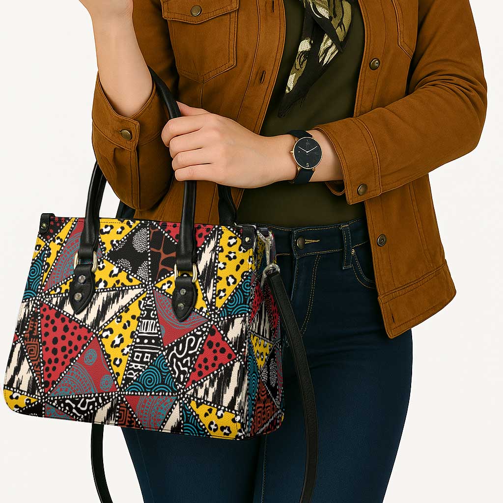 Wild Animal Skins Leather Bag Triangles Pattern Afro Pattern Style - Wonder Print Shop