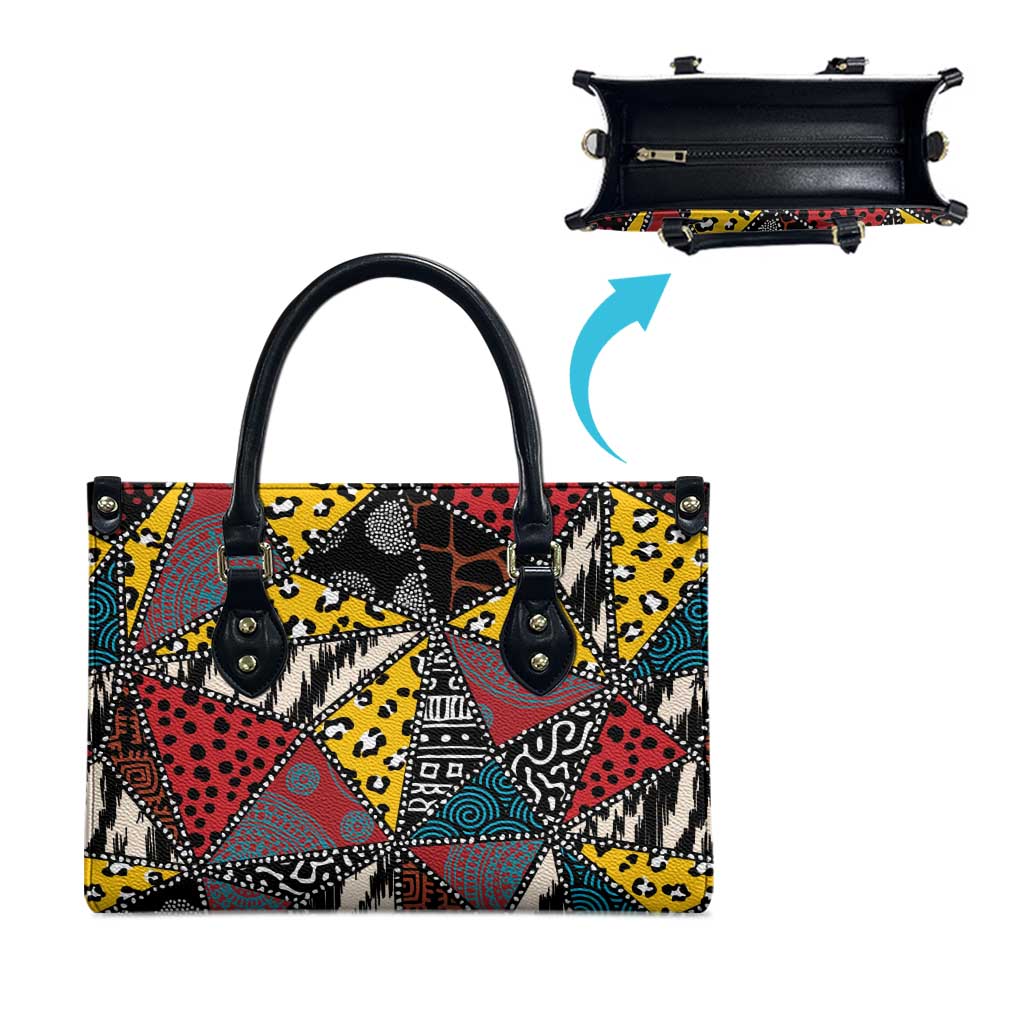 Wild Animal Skins Leather Bag Triangles Pattern Afro Pattern Style - Wonder Print Shop
