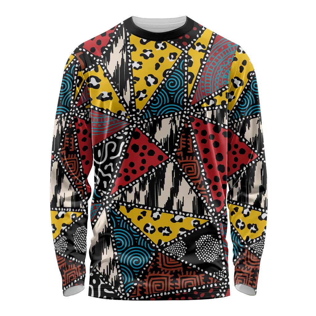 Wild Animal Skins Long Sleeve Shirt Triangles Pattern Afro Pattern Style - Wonder Print Shop